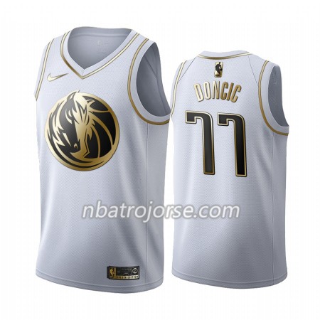 Män Dallas Mavericks Tröja Luka Doncic 77 2019-20 Nike Vit Golden Edition Swingman